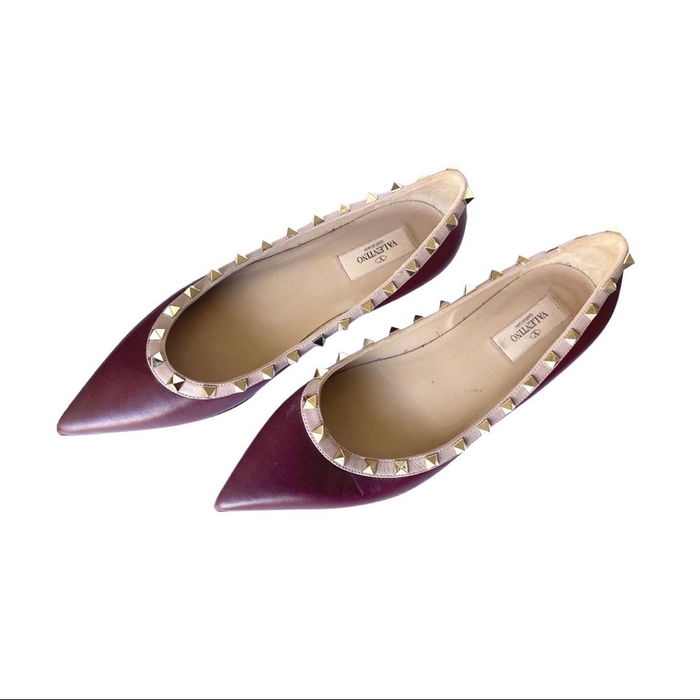Valentino Garavani Rockstud Pointed Toe Ballet Flat